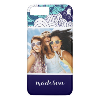 Funky Seashell Pattern | Your Photo & Name iPhone 8 Plus/7 Plus Case