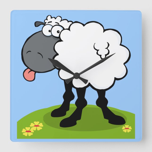 funky sheep sticking out tongue clock (Front)