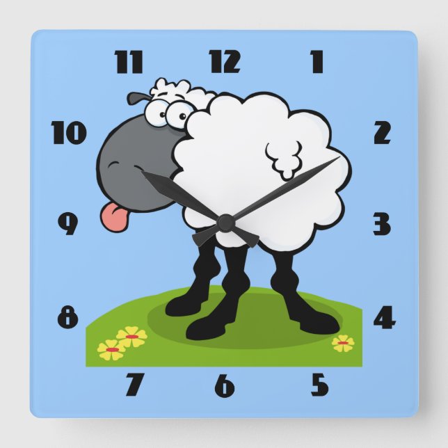 funky sheep sticking out tongue clock (Front)