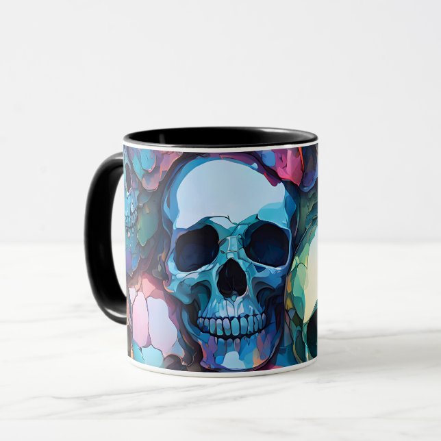 Funky Skulls - Colourful Skull Pattern Coffee Cup (Front Left)