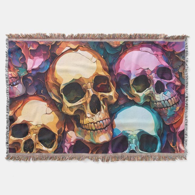 Funky Skulls Throw Blanket (Front)