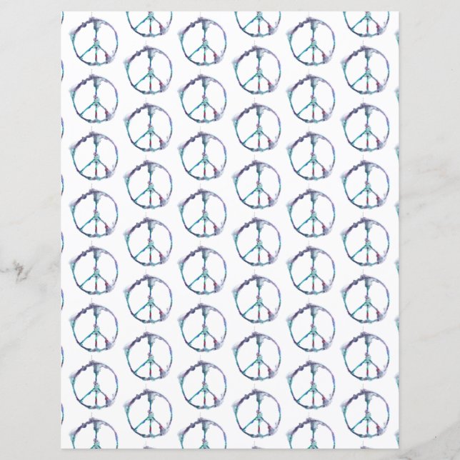 Funky Smudged Peace Signs Pattern Scrapbook Paper (Front)
