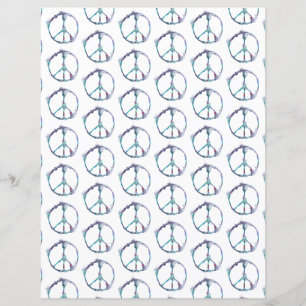 Funky Smudged Peace Signs Pattern Scrapbook Paper