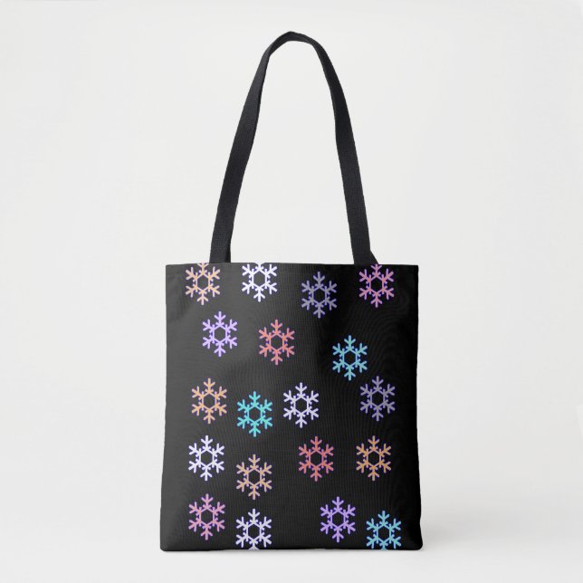Funky Snowflakes All Over Print Tote Bag (Front)