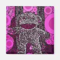 Funky Sock Monkey Circles Bubbles Pop Art