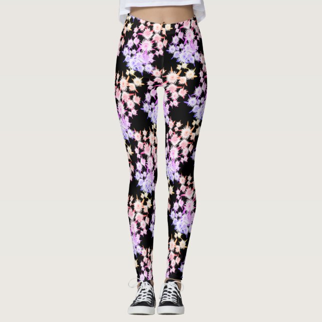 Funky Sour Figs Flowers Pattern Leggings (Front)