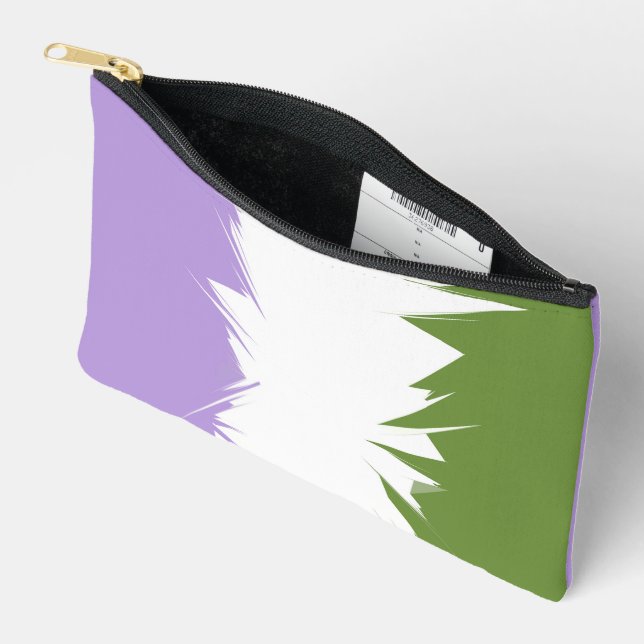 Funky Spiky ZigZag Abstract Genderqueer Pride Flag Accessory Pouch (Open)