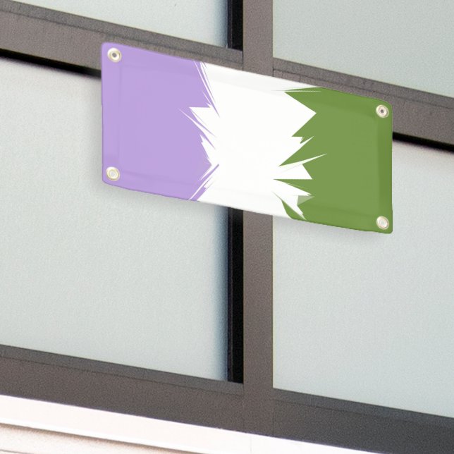 Funky Spiky ZigZag Abstract Genderqueer Pride Flag Banner (Outside Building)