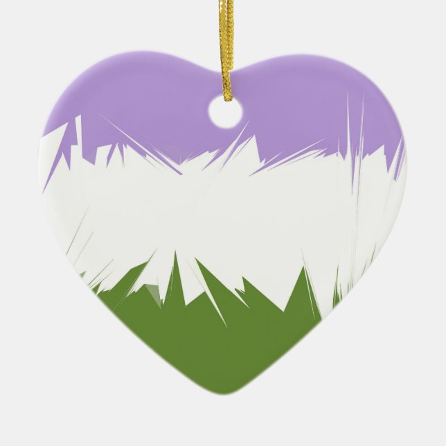 Funky Spiky ZigZag Abstract Genderqueer Pride Flag Ceramic Ornament (Front)