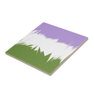 Funky Spiky ZigZag Abstract Genderqueer Pride Flag Ceramic Tile