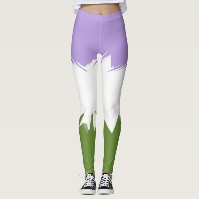 Funky Spiky ZigZag Abstract Genderqueer Pride Flag Leggings (Front)
