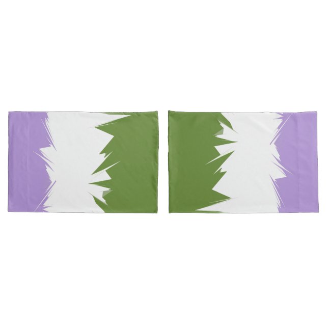 Funky Spiky ZigZag Abstract Genderqueer Pride Flag Pillowcase (Back-Set)