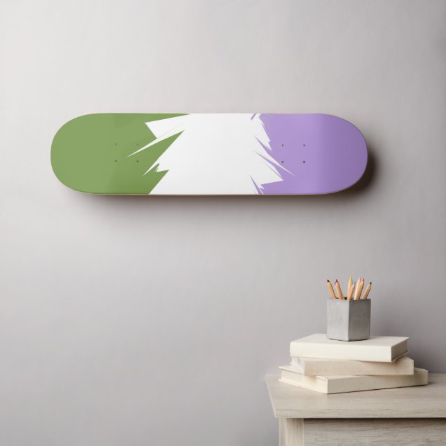 Funky Spiky ZigZag Abstract Genderqueer Pride Flag Skateboard (Wall Art (Horz))