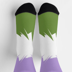 Funky Spiky ZigZag Abstract Genderqueer Pride Flag Socks