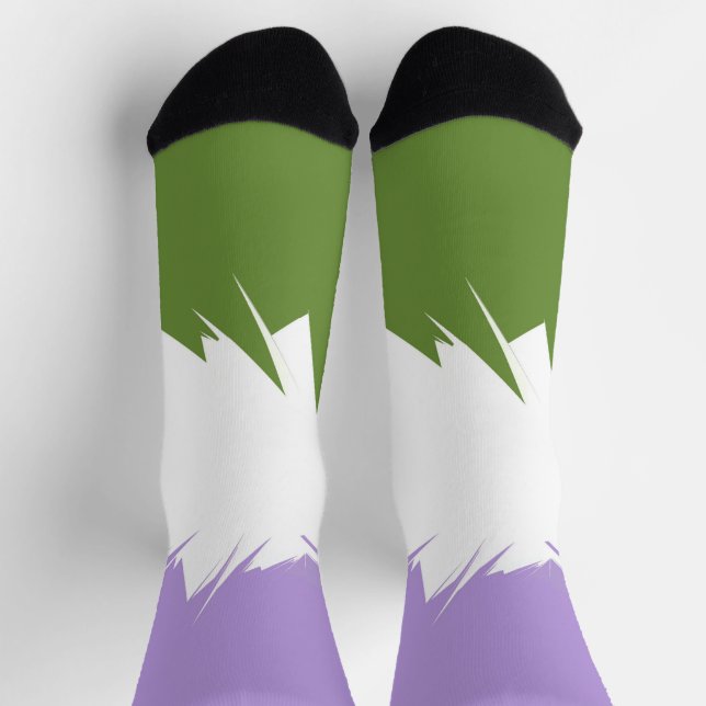 Funky Spiky ZigZag Abstract Genderqueer Pride Flag Socks (Top)
