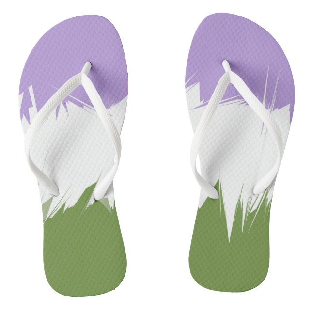 Funky Spiky ZigZag Abstract Genderqueer Pride Flag Thongs (Footbed)