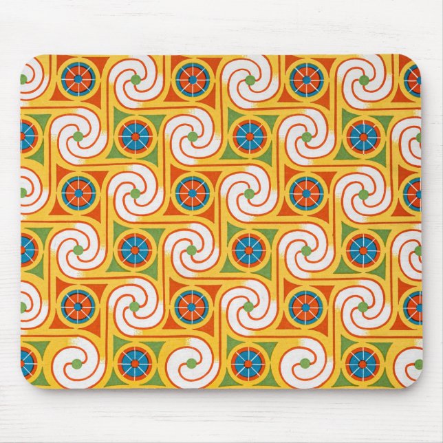Funky Spiral 1970s Retro Fashion Swirl Mouse Pad (Front)