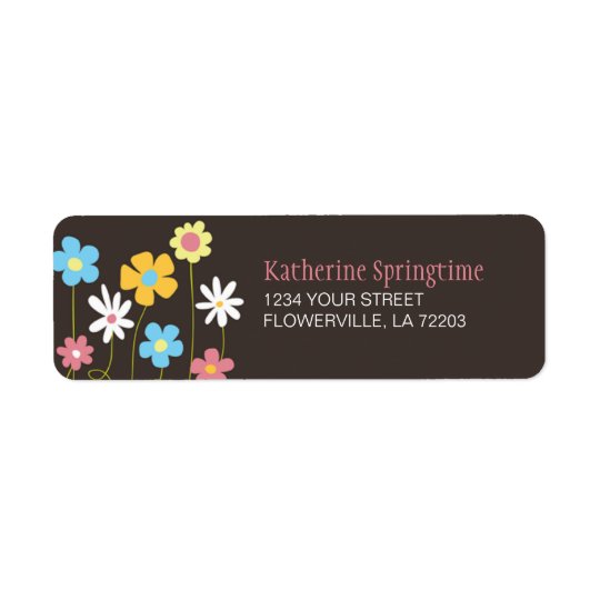 Funky Spring Flowers Return Address Label