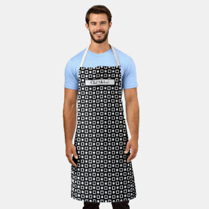 Funky Squares Pattern DIY Colours Black White SV Apron