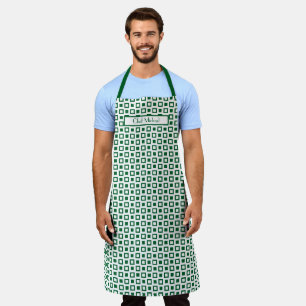 Funky Squares Pattern DIY Colours Green White SV Apron