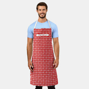 Funky Squares Pattern DIY Colours Red White SV Apron
