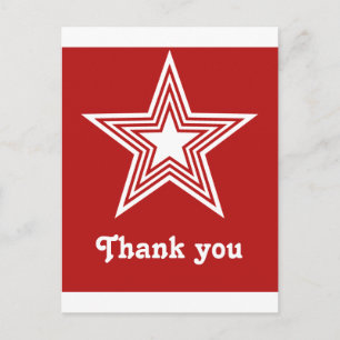 Funky Star Sweet 16 Flat Thank You Note Card, Red Postcard
