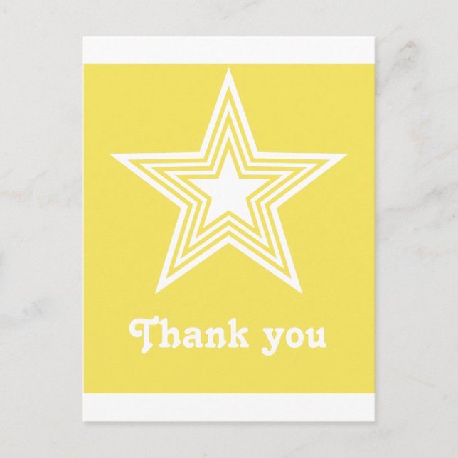 Funky Star Sweet 16 Flat Thank You Notecard Yellow Postcard (Front)