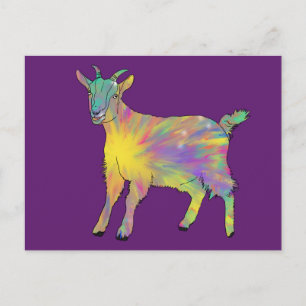 Funky Starburst Goat Colourful Cute Animal Art Postcard