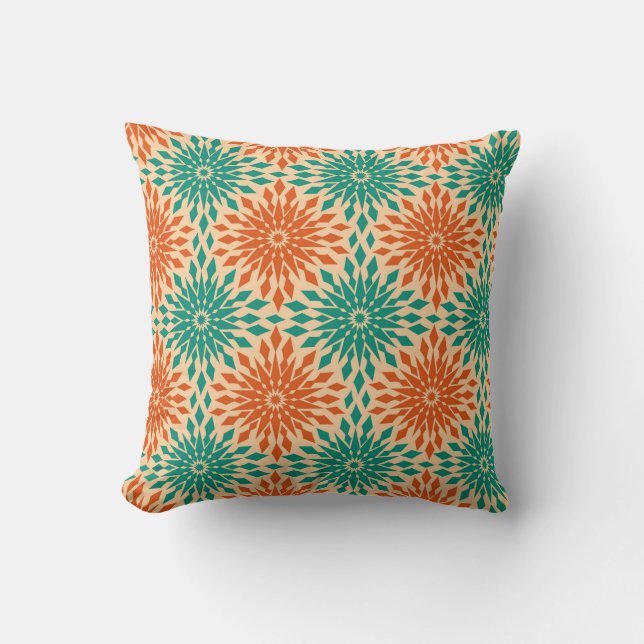 Funky Starburt Teal & Orange Design Cushion (Front)