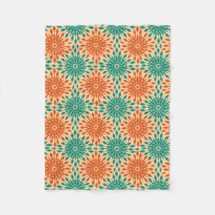Funky Starburt Teal & Orange Design Fleece Blanket