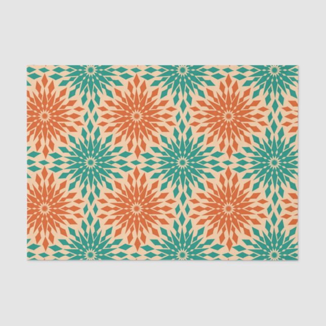 Funky Starburt Teal & Orange Design Tissue Paper (Front)