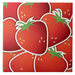 Funky strawberries ceramic tile