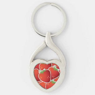 Funky strawberries key ring