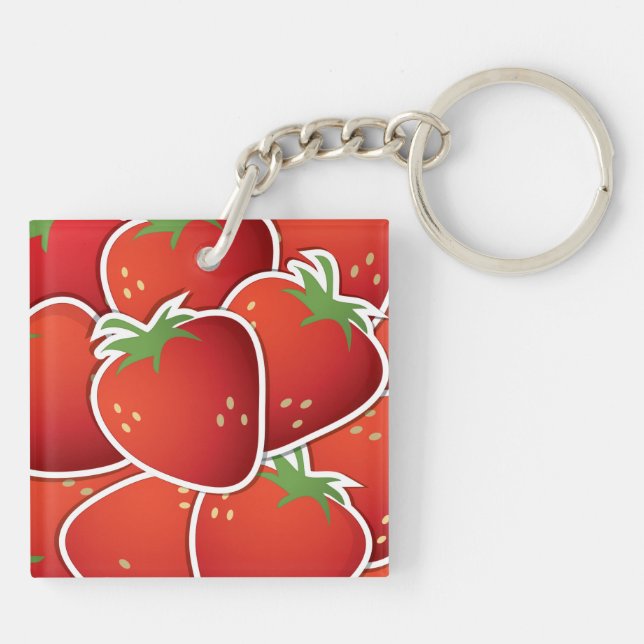 Funky strawberries key ring (Back)