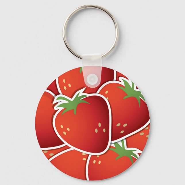 Funky strawberries key ring (Front)