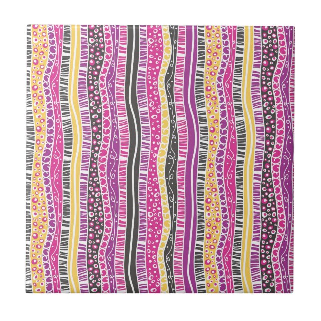 Funky Stripes Ceramic Tile (Front)