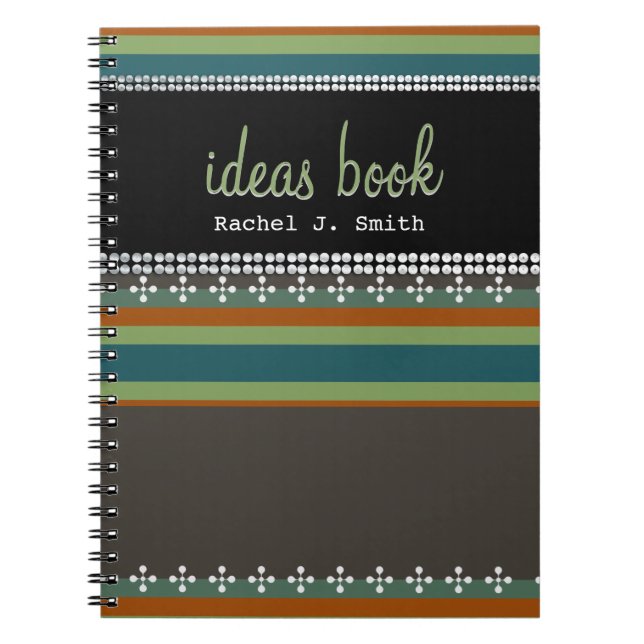 Funky Stripes Custom Name Ideas Book Notebook (Front)