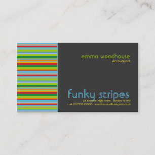 Funky Stripes Dark Grey Business Card