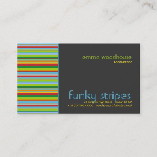 Funky Stripes Dark Grey Business Card (Front)