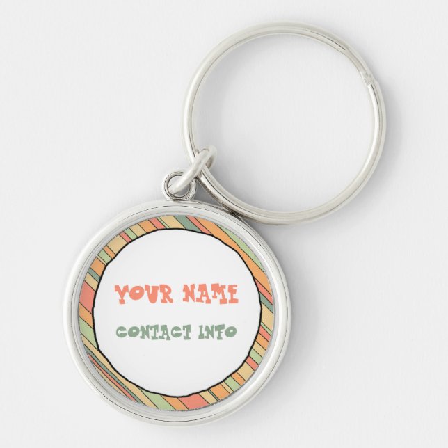 Funky Stripes ID tag Key Ring (Front)