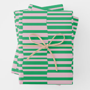 Funky Stripes in Pink and Green Wrapping Paper Sheet