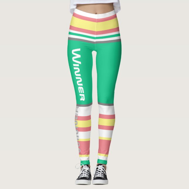Funky Stripes Lines Winner Power Leggings (Front)