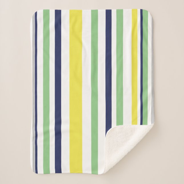 Funky Stripes Lines Yellow Green Grey Blue Blanket (Front)