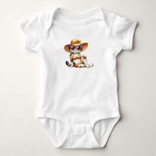 Funky Summer Cat Relaxing Baby Bodysuit