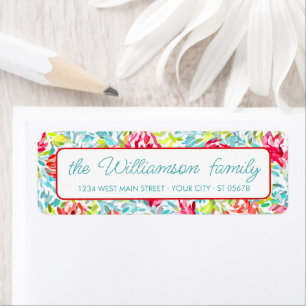Funky Summer Colours Paint Art Pattern Return Address Label