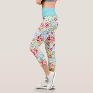 Funky Summer Colours Paint Splatter Art Pattern Capri Leggings