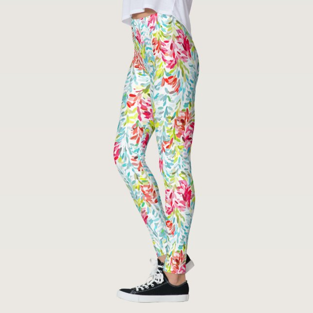 Funky Summer Colours Paint Splatter Art Pattern Leggings (Left)