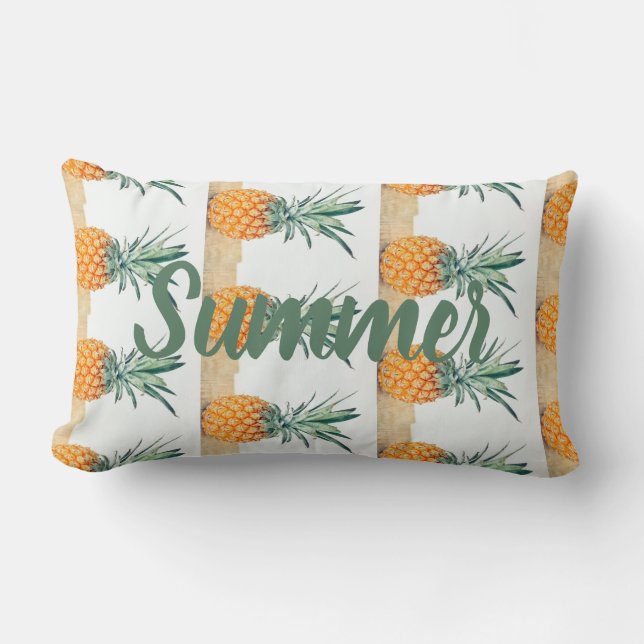Funky Summer Pineapple Print Throw Pillow Cushion (Front)