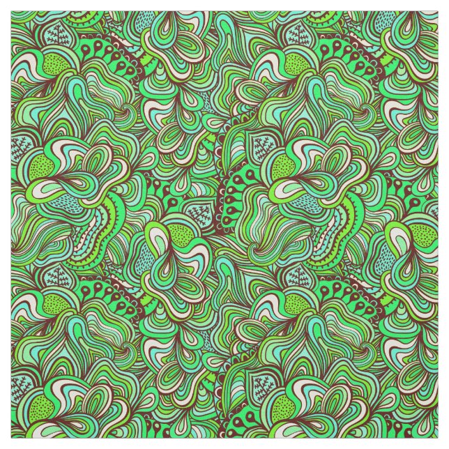 Funky Swirled Abstract Green Fabric (Swatch)