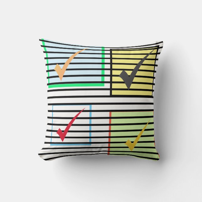 Funky Tick Mark Sign Blocks Lines Cushion (Front)
